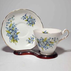 Regency Teacup and Saucer Forget-Me-Not Flowers Vintage